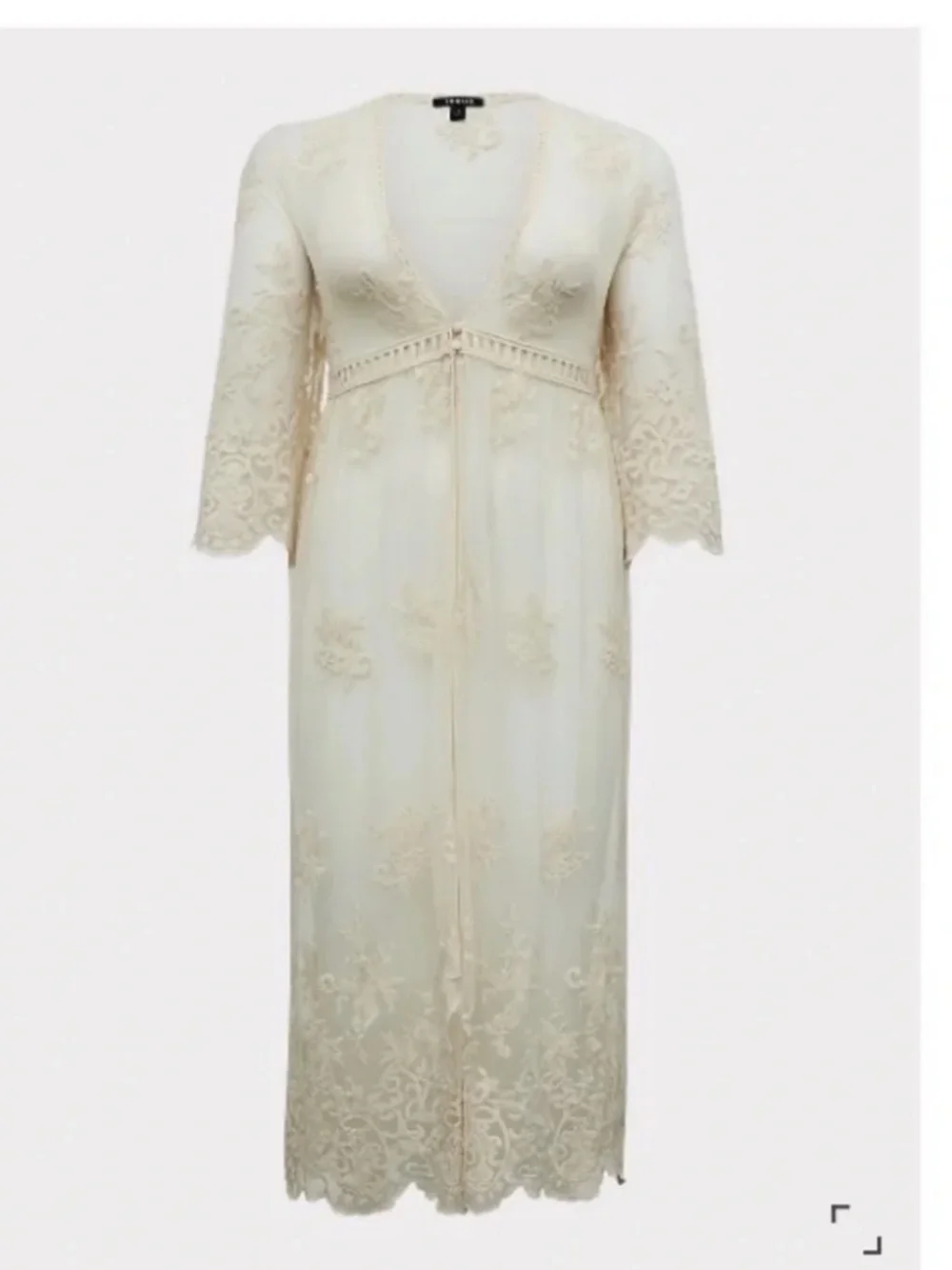 Torrid Mesh Embroidered Duster Kimono Ivory 00 M L 10 - Picture 13 of 15